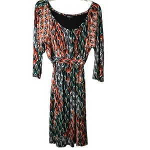AGB Geometric Long Sleeve Dress 14 NWT